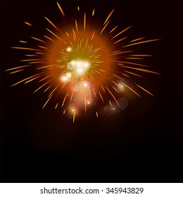 Holiday abstract background with firework and bokeh. Dark red and light red blur background for christmas.  Can be use for new year, christmas or night party