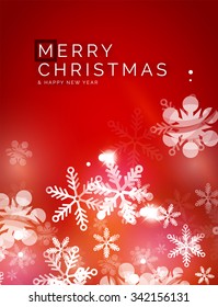 Holiday abstract background, winter snowflakes, Christmas and New Year design template, light shiny modern vector illustration