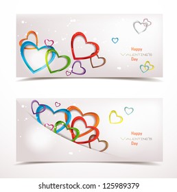 Holiday abstract banners with colorful hearts