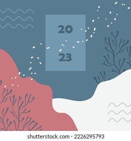 Holiday abstract template. Square banner for invitations, holiday posts, promotions. Christmas vector poster