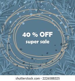 Plantilla abstracta de vacaciones. Banner cuadrado para invitaciones, posts de vacaciones, promociones. Afiche vectorial de Navidad