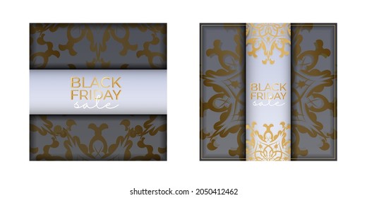 Holiday Advertisement Beige Black Friday Sale with Vintage Ornament