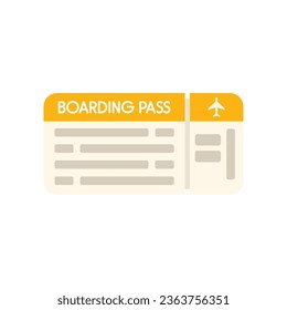 Holiday air ticket icon flat vector. Fly trip. Travel flight isolated