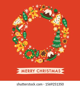 Holiday Alphabet collection for card design : Christmas elements forming a shape of letter O : Vector Illustration