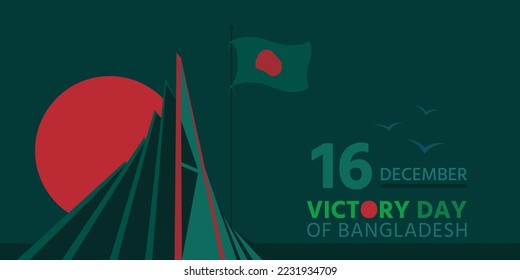 The holiday is always celebrated on December 16th. Known as 'Bijoy Dibos' in Bengali. Independence Day and Language Martyrs' Day, National holidays are celebrated in Bangladesh. Vector background.