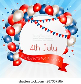 Holiday American background with colorful balloons for 4th of July. Vector.
