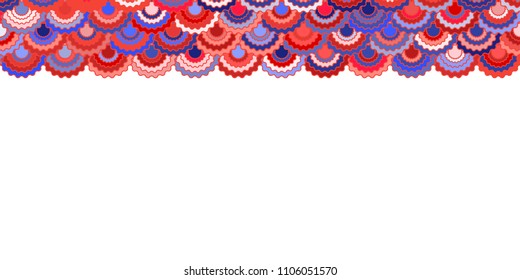 Holiday american flag ribbons bunting decoration. Patriotic USA red blue white background. Bright pattern in american colors, 4th July Independence Day ribbons border horizontal vector background