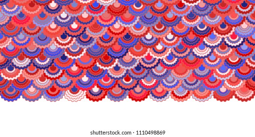 Holiday american flag ribbons bunting decoration. Patriotic USA red blue white background. Bright pattern in american colors, memorial or Independence Day ribbons border horizontal vector background