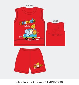 	
Holiday animal in car cartoon tshirt art design