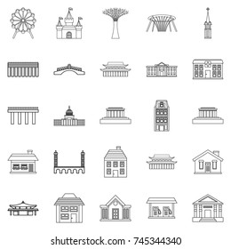 Holiday area icons set. Outline set of 25 holiday area vector icons for web isolated on white background