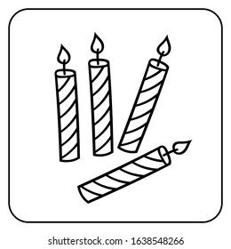 Holiday attributes for a birthday.Birthday candles.Vector illustration in Doodle style isolated on a white background.Traditional elements for design invitations,banners,cards.