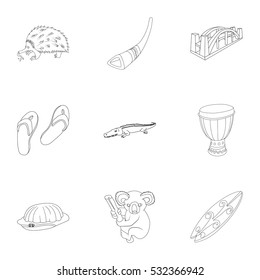 Holiday in Australia icons set. Outline illustration of 9 holiday in Australia vector icons for web