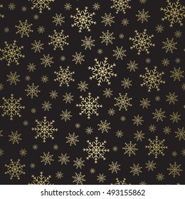 Holiday backdrop, snowflake pattern, Christmas decor, seamless winter background. Vector illustration.