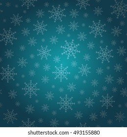 Holiday backdrop, snowflake pattern, Christmas decor, winter background. Vector illustration.