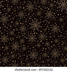 Holiday backdrop, snowflake pattern, Christmas decor, seamless winter background. Vector illustration.