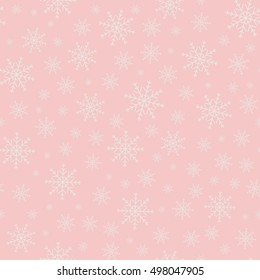 Holiday backdrop, snowflake pattern, Christmas decor, seamless winter background. Vector illustration.