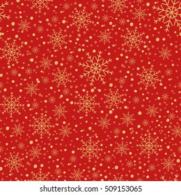 Holiday backdrop, snowflake pattern, Christmas decor, seamless winter background. Vector illustration.