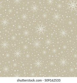 Holiday backdrop, snowflake pattern, Christmas decor, seamless winter background. Vector illustration.