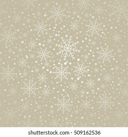 Holiday backdrop, snowflake pattern, Christmas decor, winter background. Vector illustration.