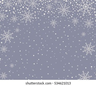 Holiday backdrop snowflake pattern, Christmas decor, winter background. Vector illustration.