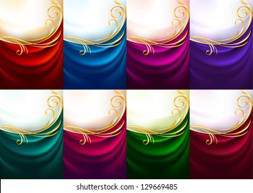 Holiday backdrops - Set colored fabrics, vector illustration