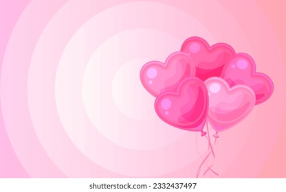 Holiday background balloon bunch template pink flat. Celebration romantic heart ballon flyer gift banner gender party sweetheart cute cartoon love web poster brochure grand opening birthday festive