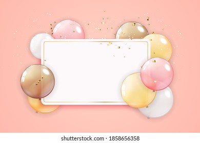Fondo de vacaciones con globos. Se puede usar para publicidad, promoción y tarjeta de cumpleaños o invitación. EPS10 de ilustración vectorial