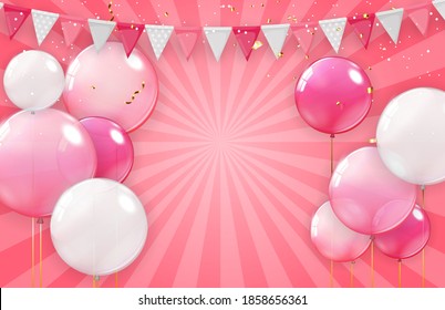 Holiday Background with Balloons. Can be used for advertisment, promotion and birthday card or invitation. Vector Illustration EPS10