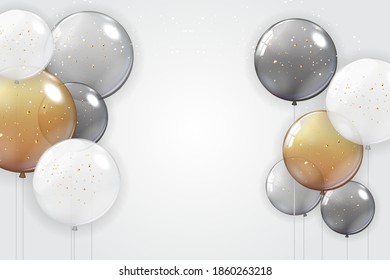 Fondo de vacaciones con globos. Se puede usar para publicidad, promoción y tarjeta de cumpleaños o invitación. EPS10 de ilustración vectorial