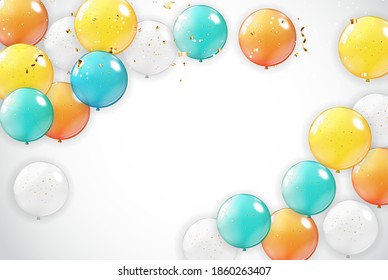 Fondo de vacaciones con globos. Se puede usar para publicidad, promoción y tarjeta de cumpleaños o invitación. EPS10 de ilustración vectorial