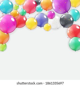 Fondo de vacaciones con globos. Se puede usar para publicidad, promoción y tarjeta de cumpleaños o invitación. EPS10 de ilustración vectorial