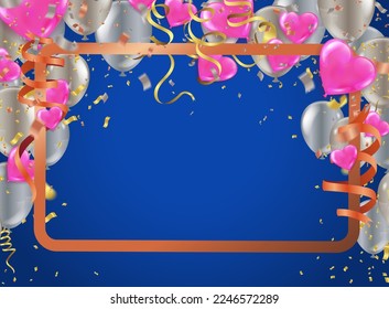 Fondo de vacaciones con globos, banderas, aerodinámica. Colocar el texto. Ilustración festiva vectorial. globos coloridos 
