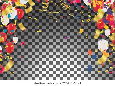 Fondo de vacaciones con globos, banderas, aerodinámica. Colocar el texto. Ilustración festiva vectorial. globos coloridos 
