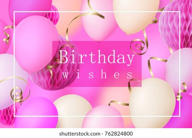 Holiday background with balloons and honeycombs