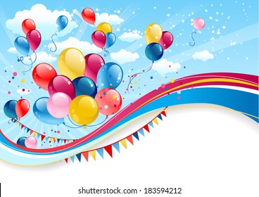 Holiday background with balloons with place for text