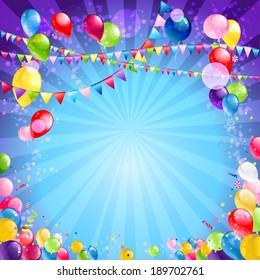 Holiday background with balloons.  Place for text. Vector illustration.