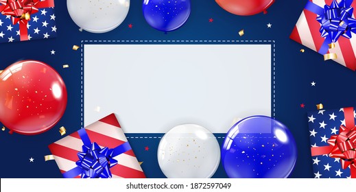 Holiday Background with Balloons for USA poster, banner, advertisment, promotion and birthday card or invitation. Vector Illustration