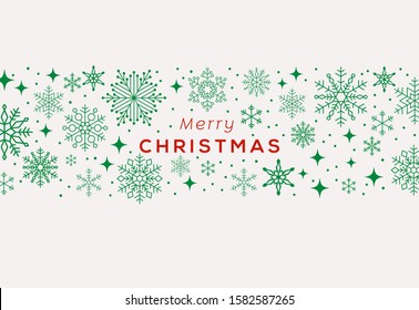 Holiday background, banner, frame, header, background or greeting card design with snowflakes over white and typography. Vector Illustration. 