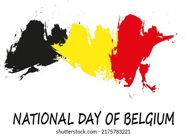 Holiday Background For Belgian National Day. Painted Watercolor Flag