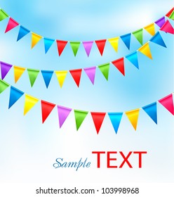 Holiday background with birthday colorful flags. Vector