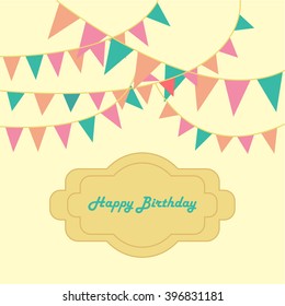 Holiday background with birthday colorful flags. Vector

