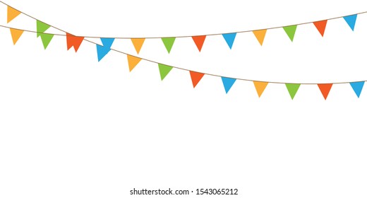 Holiday Background With Birthday Flags. Vector Holiday With Birthday Flags Bunting And Garland Flag
