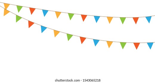 Holiday background with birthday flags. Vector holiday with birthday flags bunting and garland flag