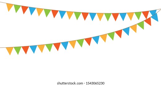 Holiday background with birthday flags. Vector holiday with birthday flags bunting and garland flag