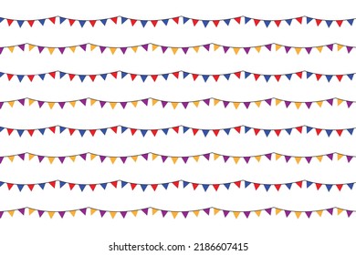 Holiday background with birthday flags. Vector holiday with birthday flags bunting and garland flag