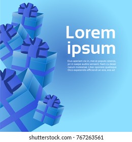 Holiday Background Blue Gift Boxes Template Banner With Copy Space Vector Illustration
