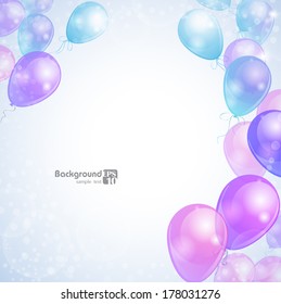holiday background with blue and purple balloons