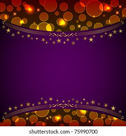 Holiday background with bokeh and banner. 10eps vector.