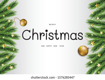 Holiday background, border Christmas tree isolate white,Great for new year card.vector