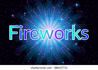 Holiday Background with Bright Blue Firework on Black, Color Element for Web Design. Eps10, Contains Transparencies. Vector